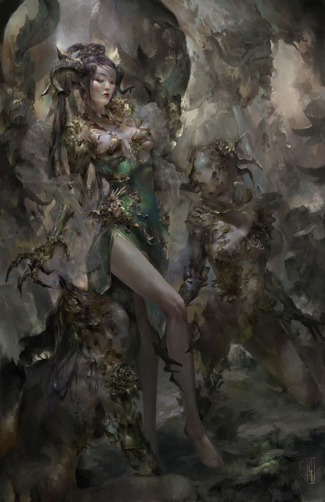 1100x1700 Qipao Of The Golden Rose Christian Angel Art Art, Fantasy Art