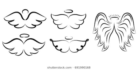 549x280 Angel Wings Drawing Vector Illustration Winged Angelic Tattoo