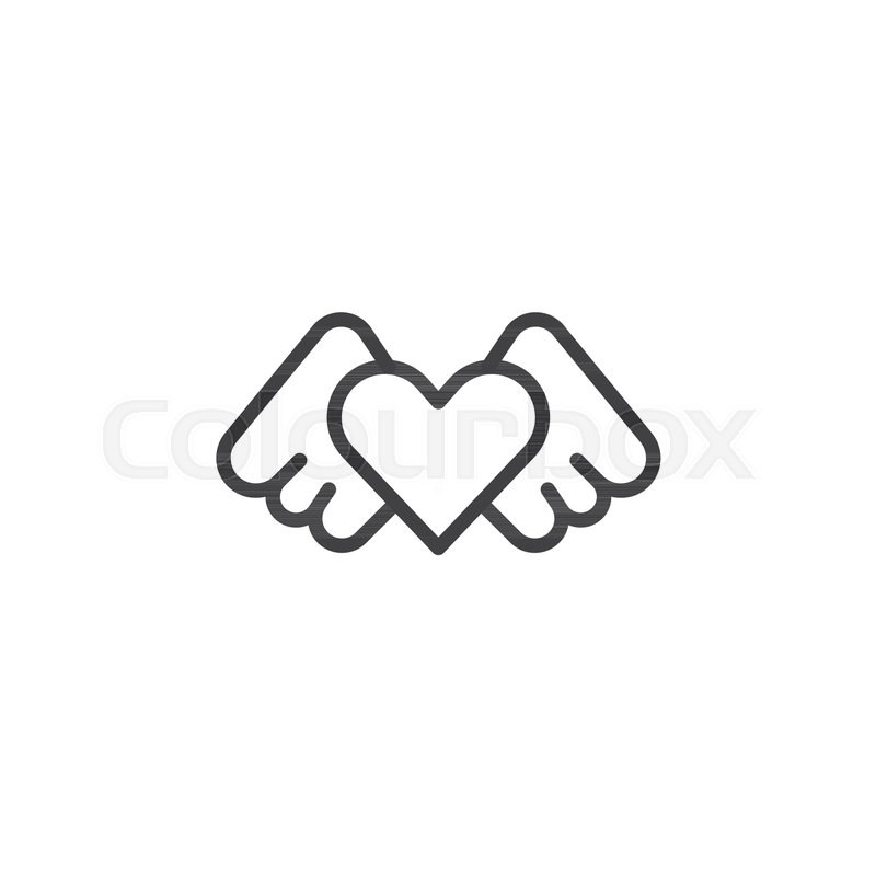 800x800 Heart Angel Wings Line Icon, Outline Stock Vector Colourbox