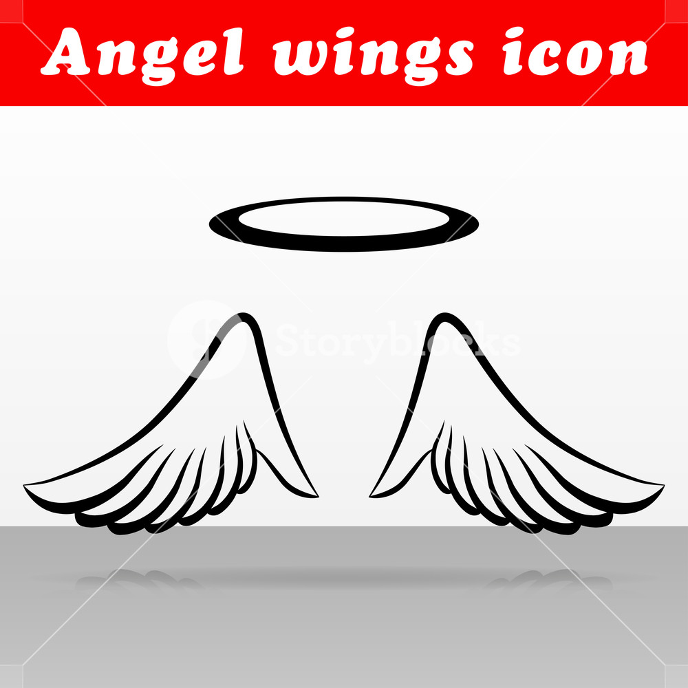 1000x1000 Illustration Of Angel Wings Vector Icon Design Royalty Free Stock