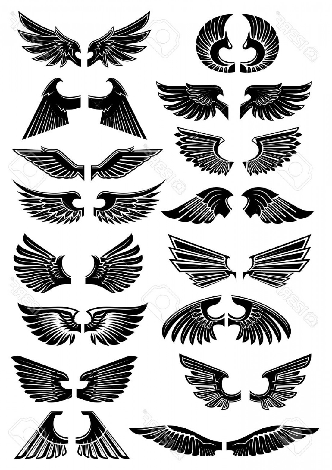 1102x1560 Photostock Vector Wings Heraldic Icons Birds And Angel Wings