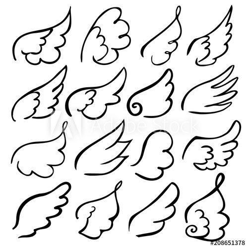 500x500 Wings Collection Vector Illustration Set With Angel Wing Icon