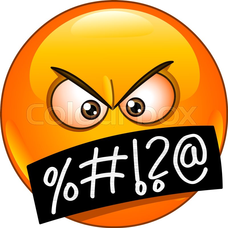 800x800 Angry Emoticon Face With Grawlixes Stock Vector Colourbox