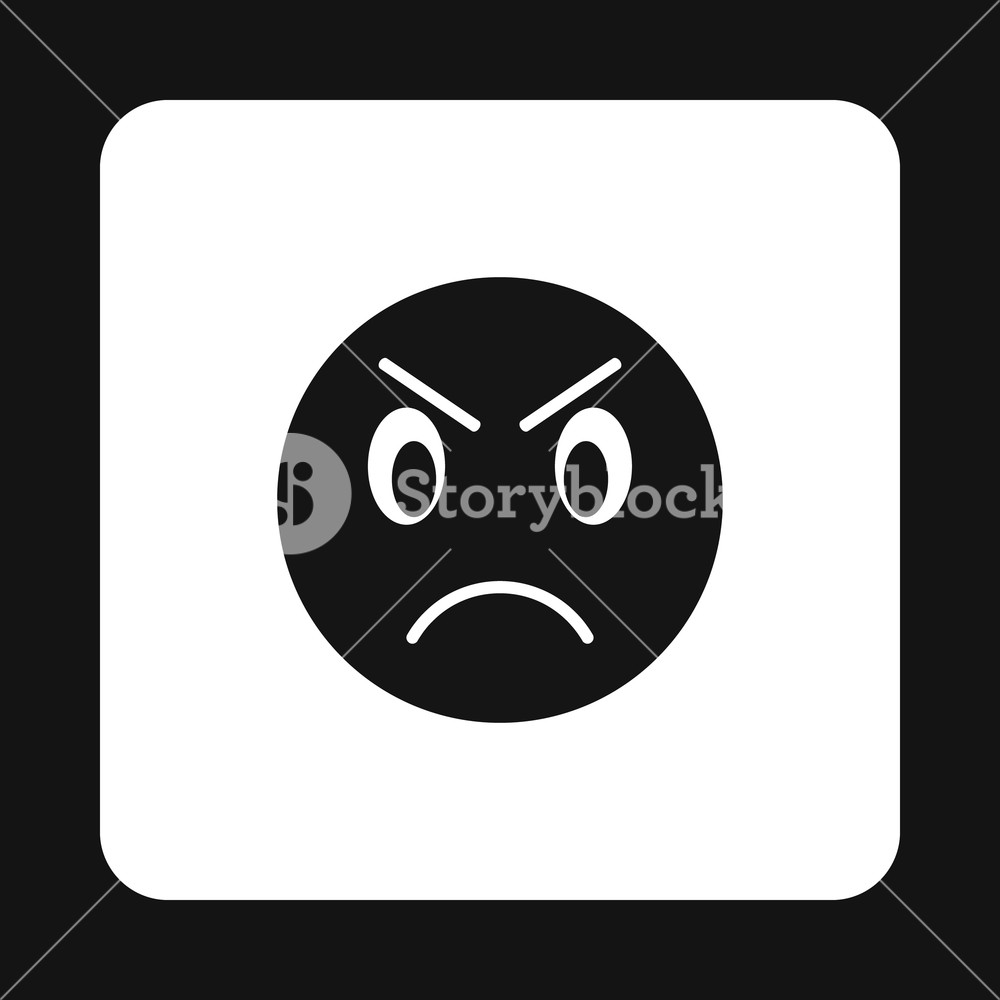 1000x1000 Angry Emoticon Icon In Simple Style Isolated On White Background