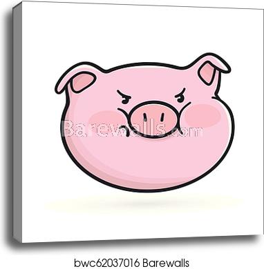 382x390 Angry Emoticon Icon Emoji Pig, Canvas Print Barewalls Posters