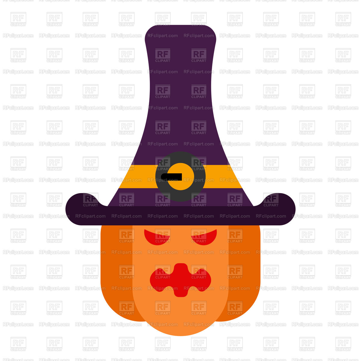 1200x1200 Angry Pumpkin In Pilgrim's Hat, Halloween Icon Vector Image