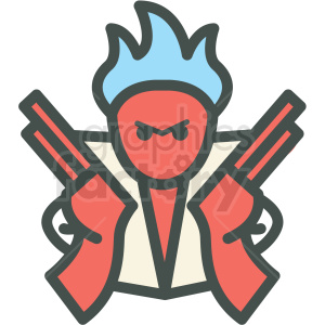 300x300 Angry Man With Guns Vector Icon Clipart Royalty Free Gif