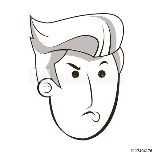 500x500 Flat Design Face Of Angry Man Icon Vector Illustration