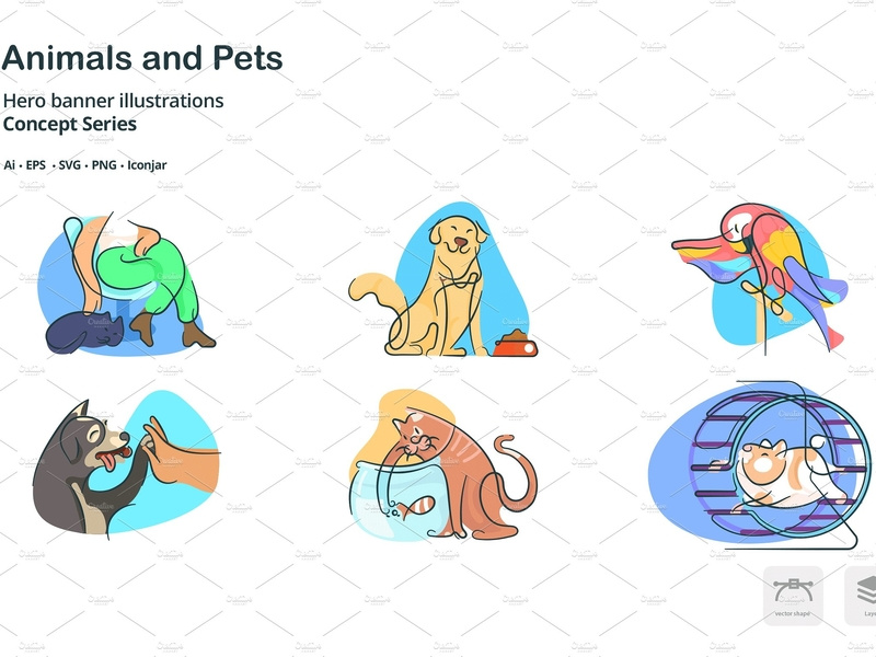 800x600 Animals Doodle Line Icons