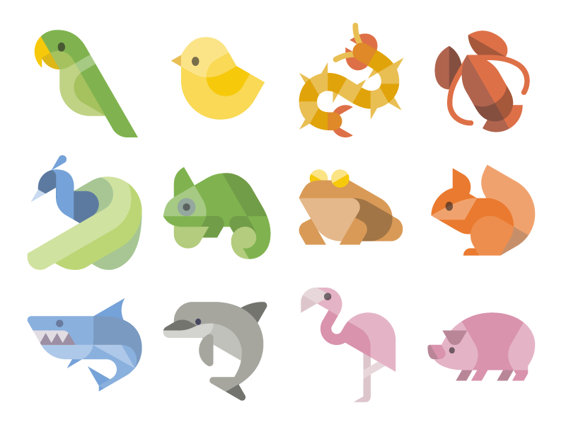 800x600 Flat Animal Icons