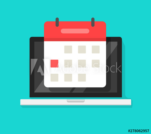 500x442 Calendar Or Agenda On Laptop Computer Screen Vector Icon, Flat