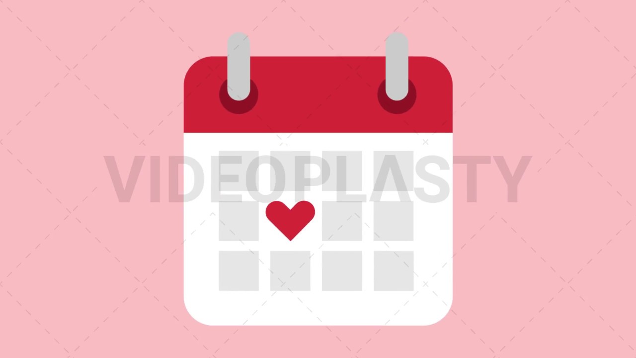 1280x720 Calendar With Heart Icon Animation