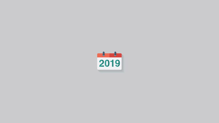852x480 Flat Animation Calendar Icon Stock Footage Video