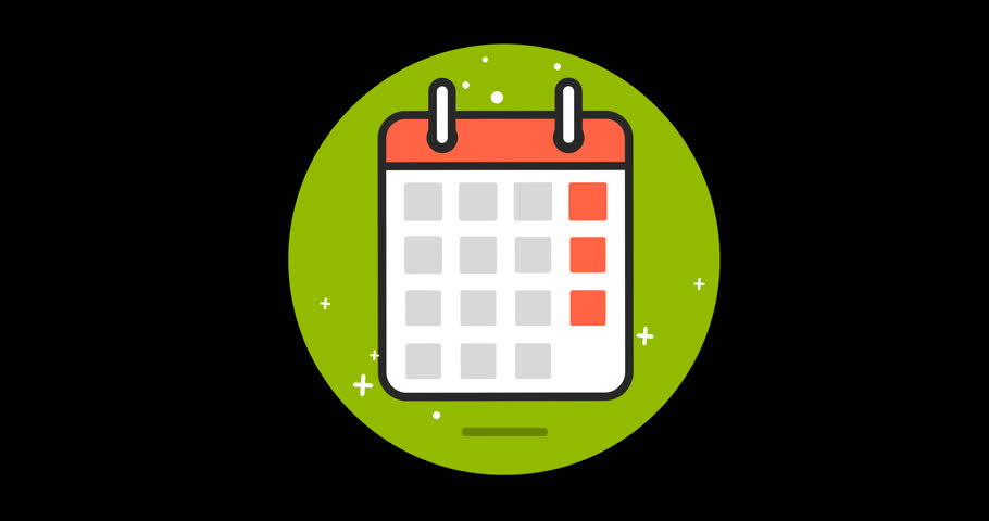 910x480 Flat Calendar Premium Animated Icon Stock Footage Video