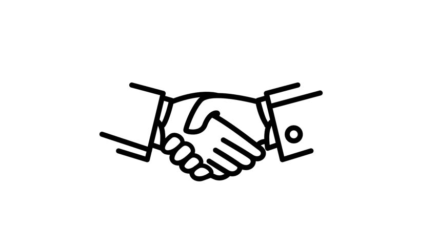 852x480 Handshake Animation Line Icon Stock Footage Video
