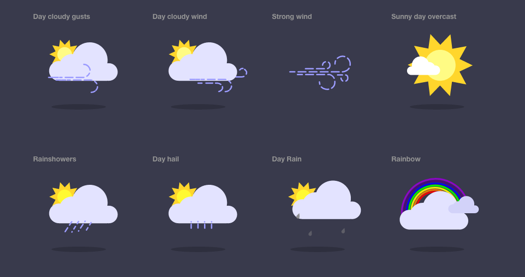 1055x556 Weather Animated Icons