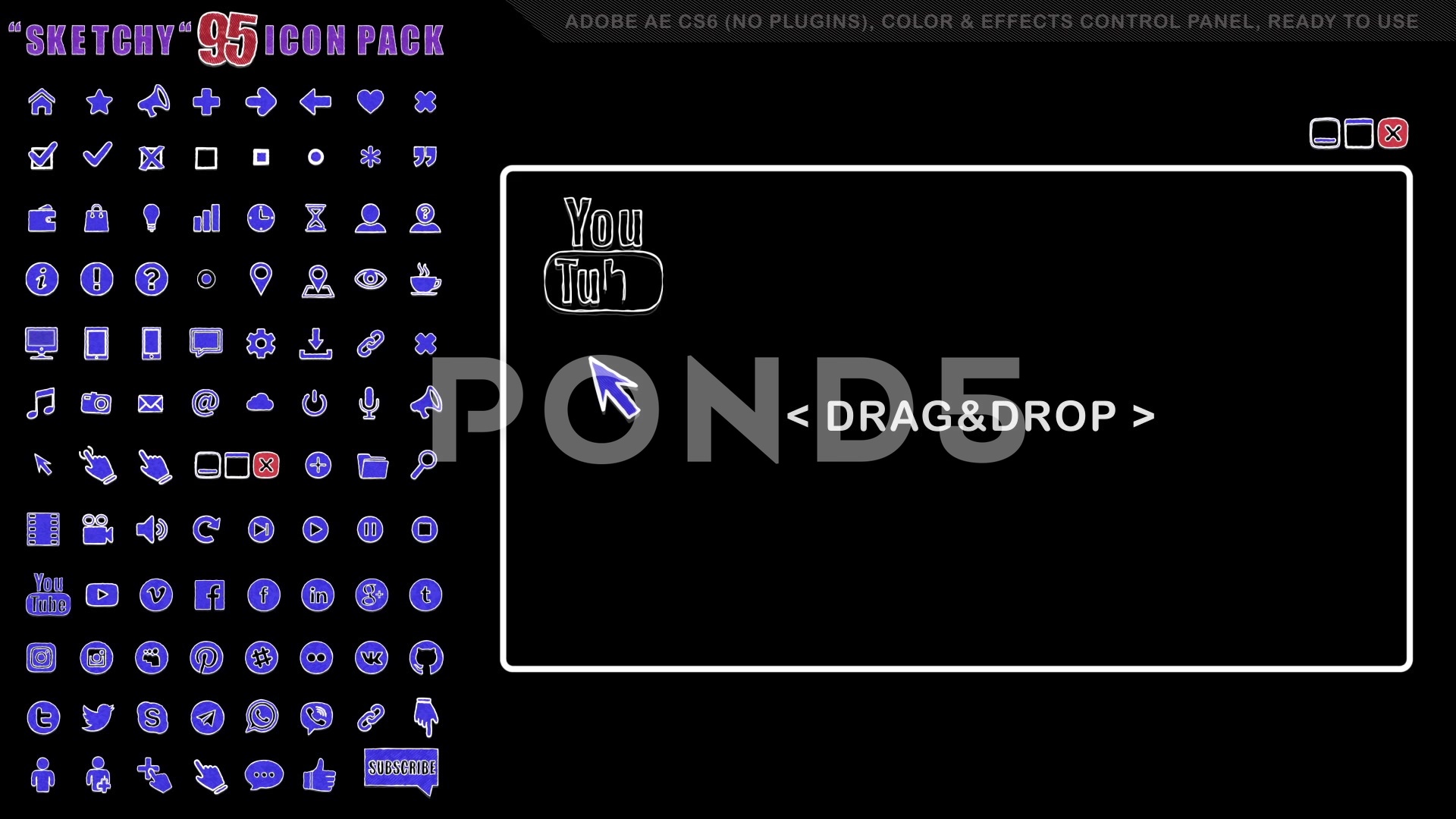 1920x1080 After Effects Animated Icons Pack 'sketchy' Social Network Icon