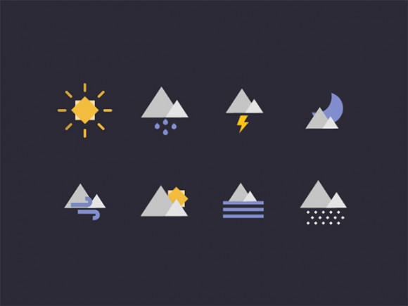 580x435 Geometric Weather Icons