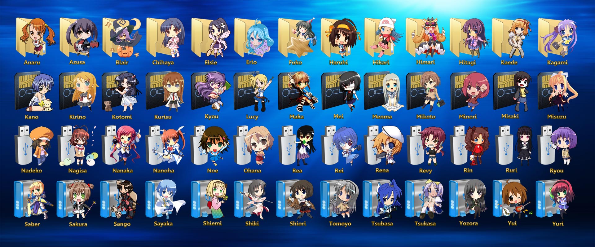 Chibi Anime Drive Icons. 