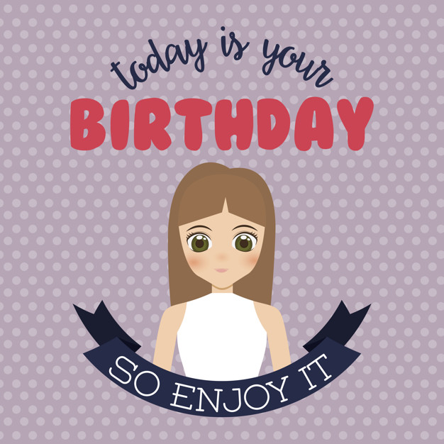 626x626 Happy Birthday Card With Anime Girl Icon Vector Premium Download