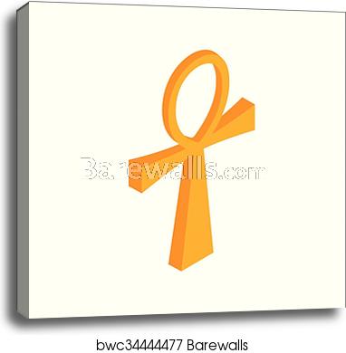 382x390 Gold Ankh Egypt Icon, Isometric Style, Canvas Print Barewalls