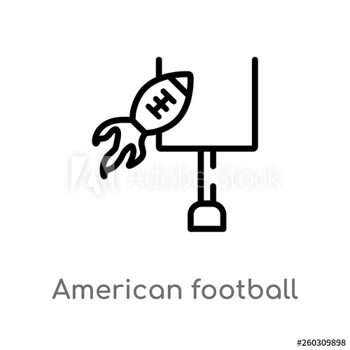 500x500 Outline American Football Annotation Vector Icon Isolated Black