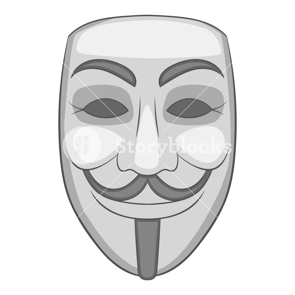 1000x1000 Mask Of Anonymous Icon Gray Monochrome Illustration Of Mask