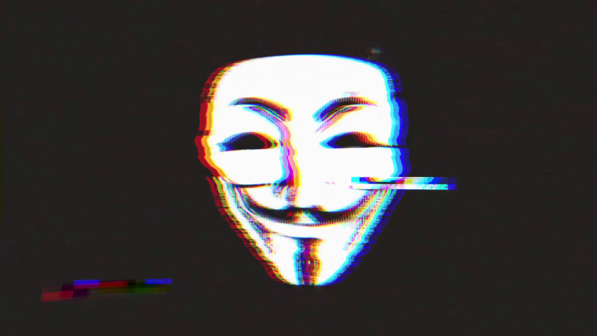 1920x1080 Anonymous Mask Icon On Bad Old Film Tape Animation
