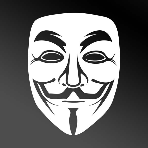 600x600 White Guy Fawkes Anonymous Mask Car Window Sticker