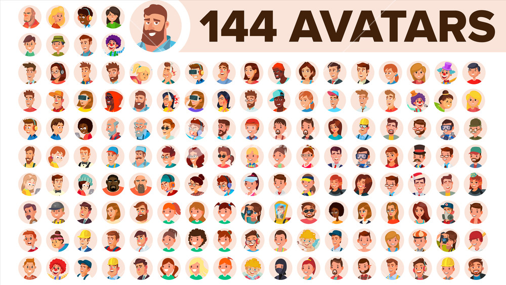 1000x563 People Avatar Set Vector Man, Woman Human Emotions Anonymous