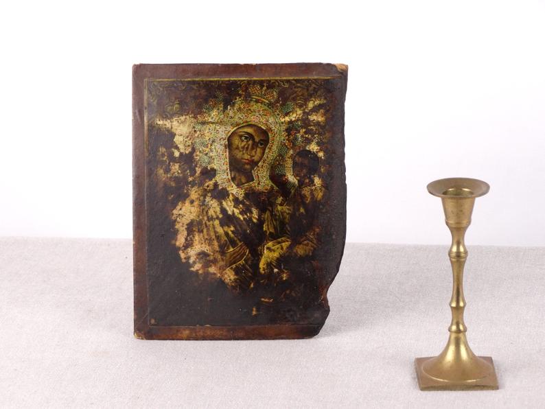 794x596 Antique Russian Icon Virgin Mary Icon Jesus Christ Icon Etsy