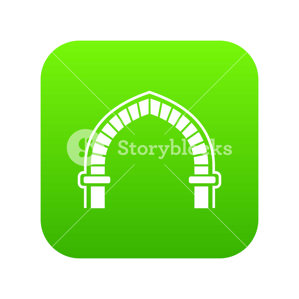 1000x1000 Antique Arch Icon Green Vector Isolated On White Background