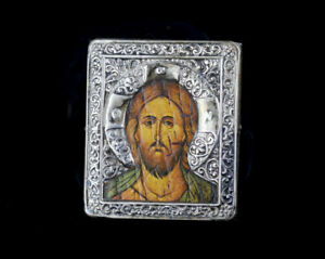 300x239 Vintageantique Russian Byzantine Silver Jesus Printed Icon