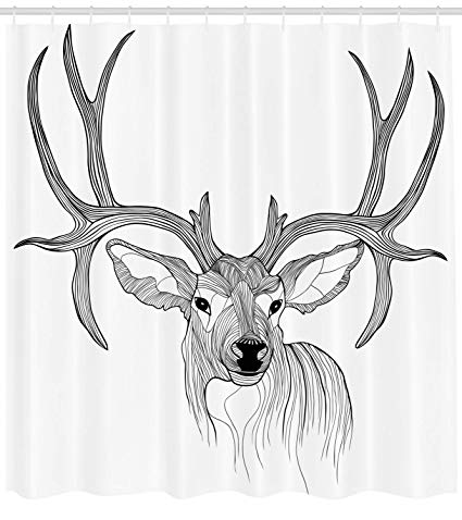 425x478 Lsriyzy Antler Decor Shower Curtain, Sketch Of Wild