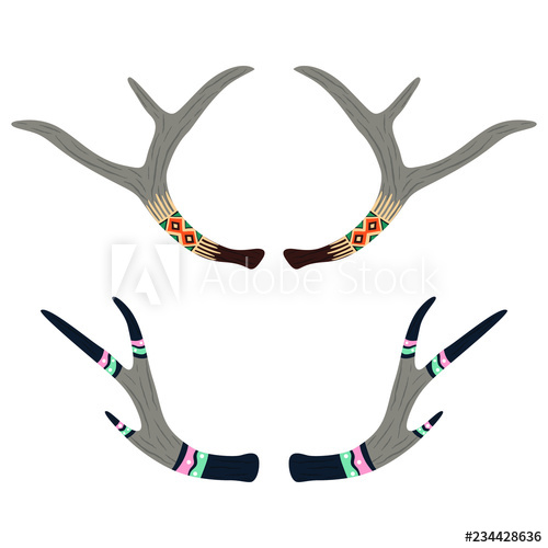 500x500 Set Of Antlers Isolated On White Background Hand Drawn Collection