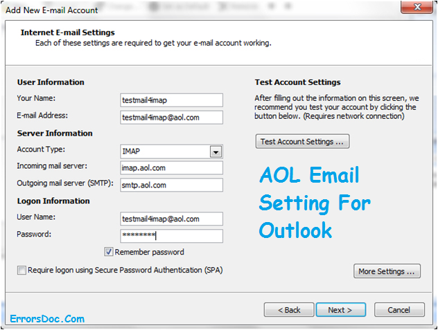 632x477 Aol Email Settings For Outlook, Android, Iphone, Ipad Imap