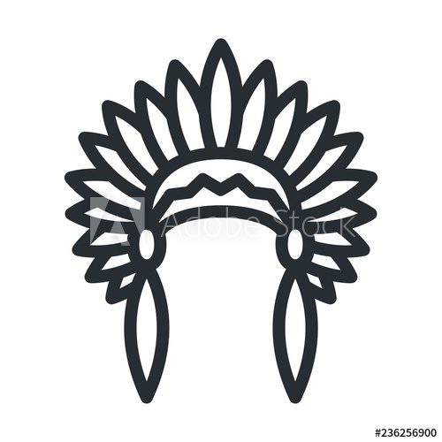 500x500 Native American Headdress Apache Indian Hat Flat Line Stroke Icon