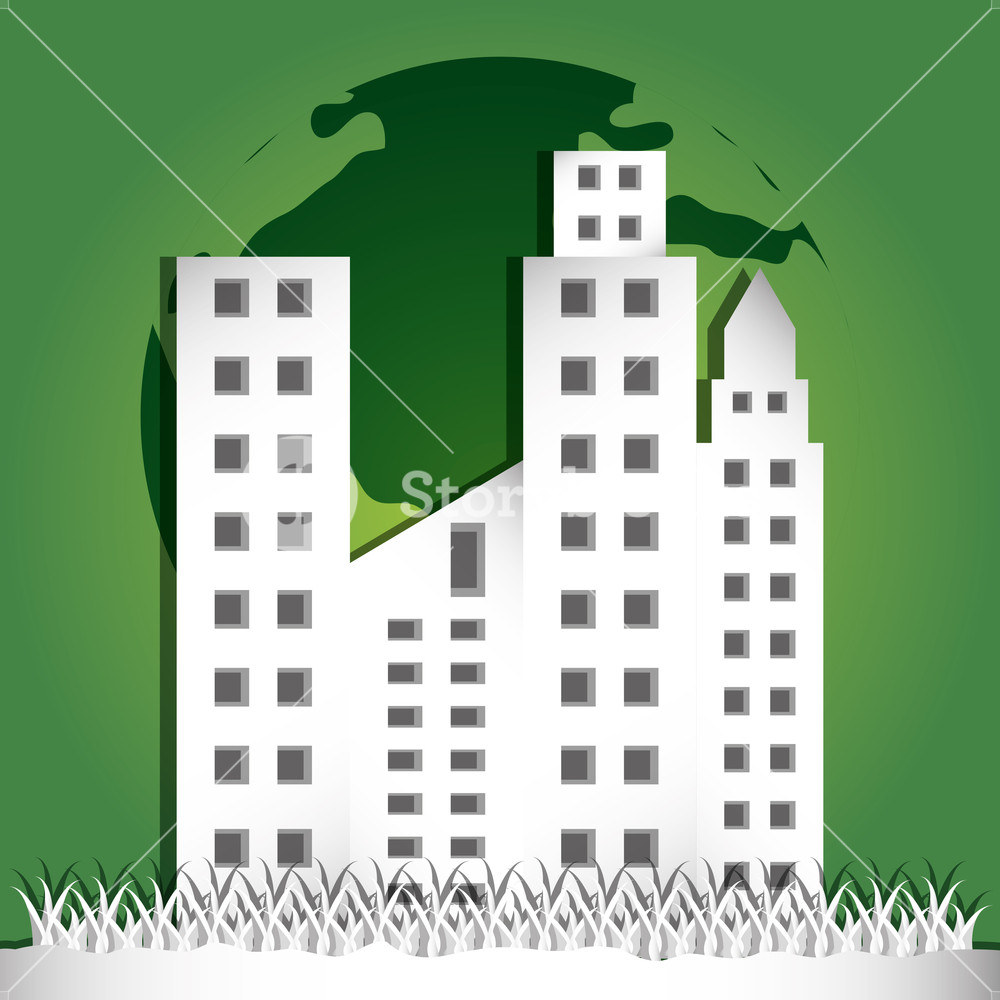 1000x1000 Enviroment Design With Apartment Building Icon Over Green