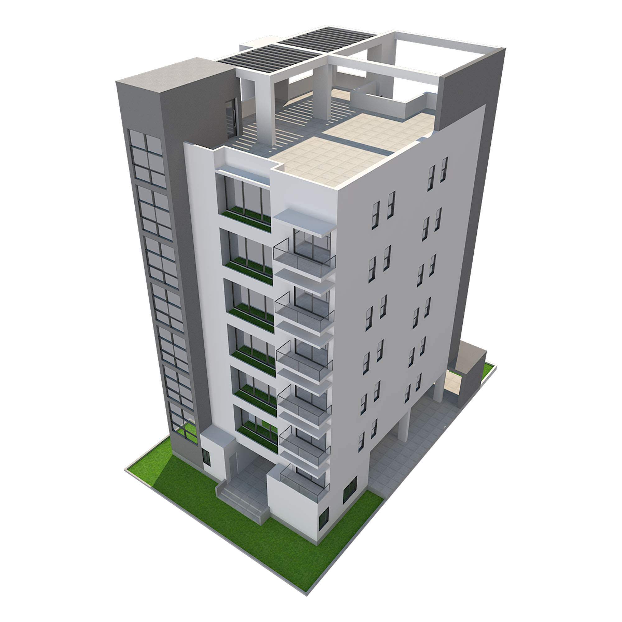 2000x2000 Apartment Building Free Model
