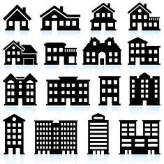 House And Apartment Icons On White Background Vector Art 235x235 House And Apartment Icons On White Background Vector Art