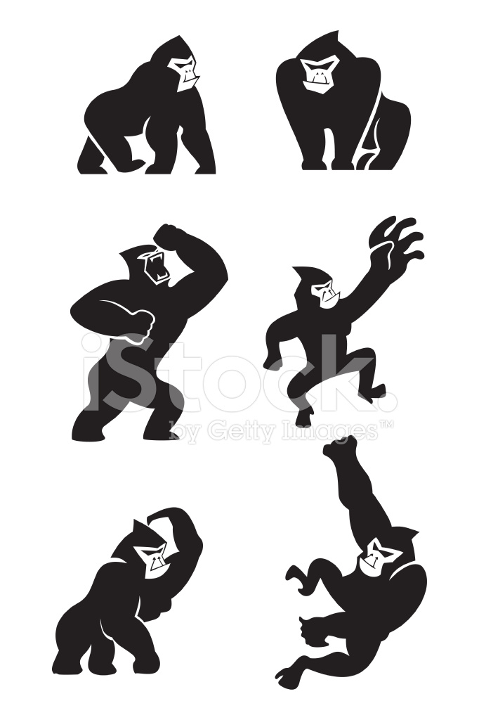 682x1024 Gorilla Icons Stock Vector