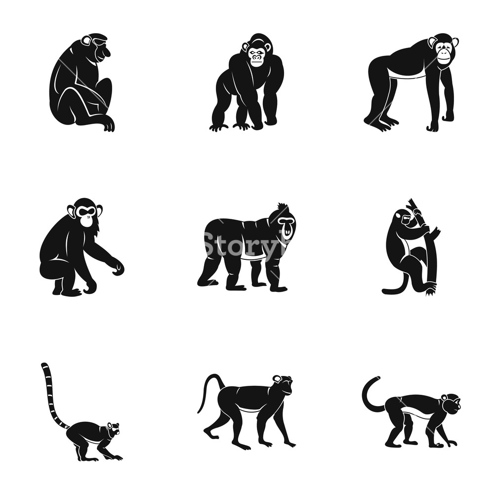 1000x1000 Monkey Icon Set Simple Set Of Monkey Vector Icons For Web