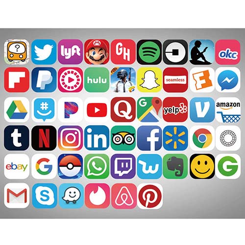 500x500 Social Media Icon App Stickers, Buy Luggage Bumper Stickers