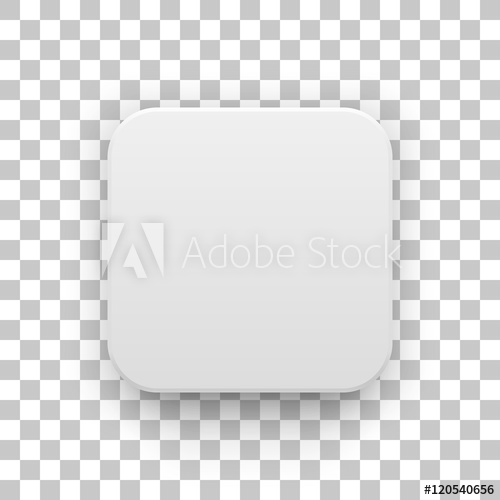 500x500 White Abstract App Icon, Blank Button Template With Realistic