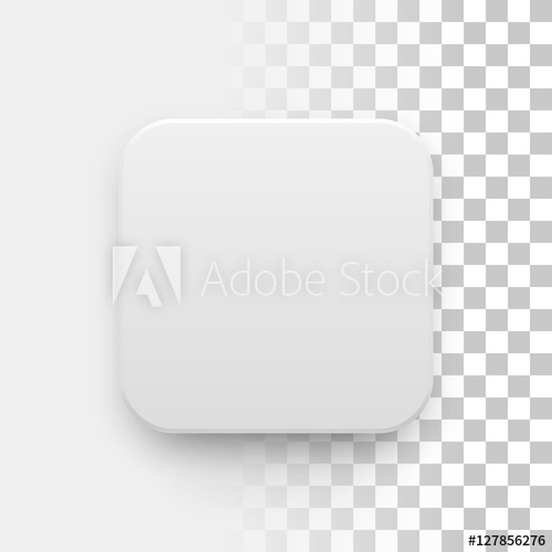 500x500 White Abstract App Icon, Blank Button Template With Realistic