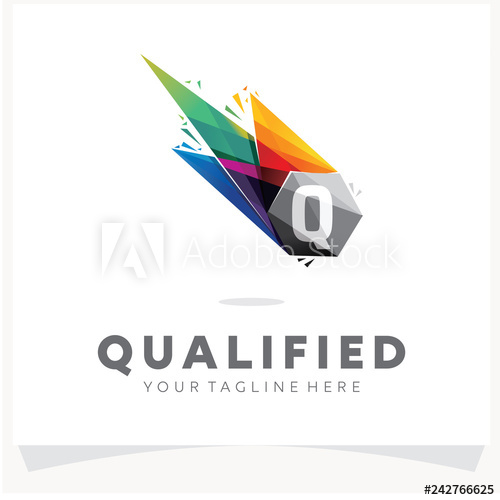 Letter Q Logo Design With Colorful Polygon Comet, Logo Design 500x500 Letter Q Logo Design With Colorful Polygon Comet, Logo Design