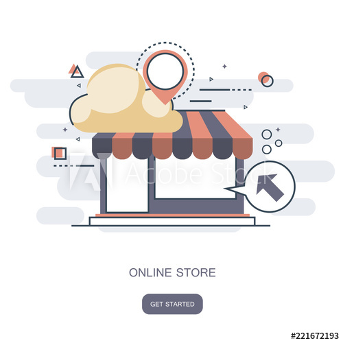 500x500 On Line Store Concept Icon Shop Online, Business Icon Flat Design