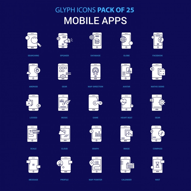 Mobile Apps White Icon Over Blue Background Icon Pack, App 640x640 Mobile Apps White Icon Over Blue Background Icon Pack, App