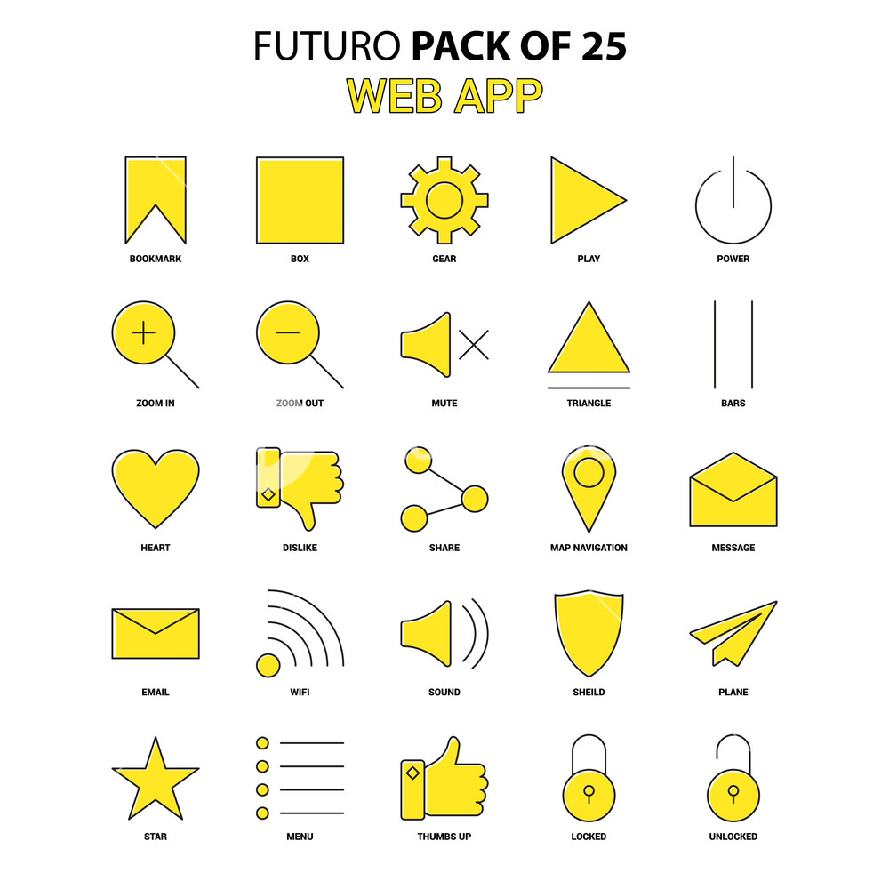 Web App Icon Set Yellow Futuro Latest Design Icon Pack Royalty 1000x1000 Web App Icon Set Yellow Futuro Latest Design Icon Pack Royalty