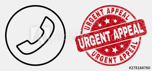 500x233 Vector Line Phone Call Icon And Urgent Appeal St Blue Rounded